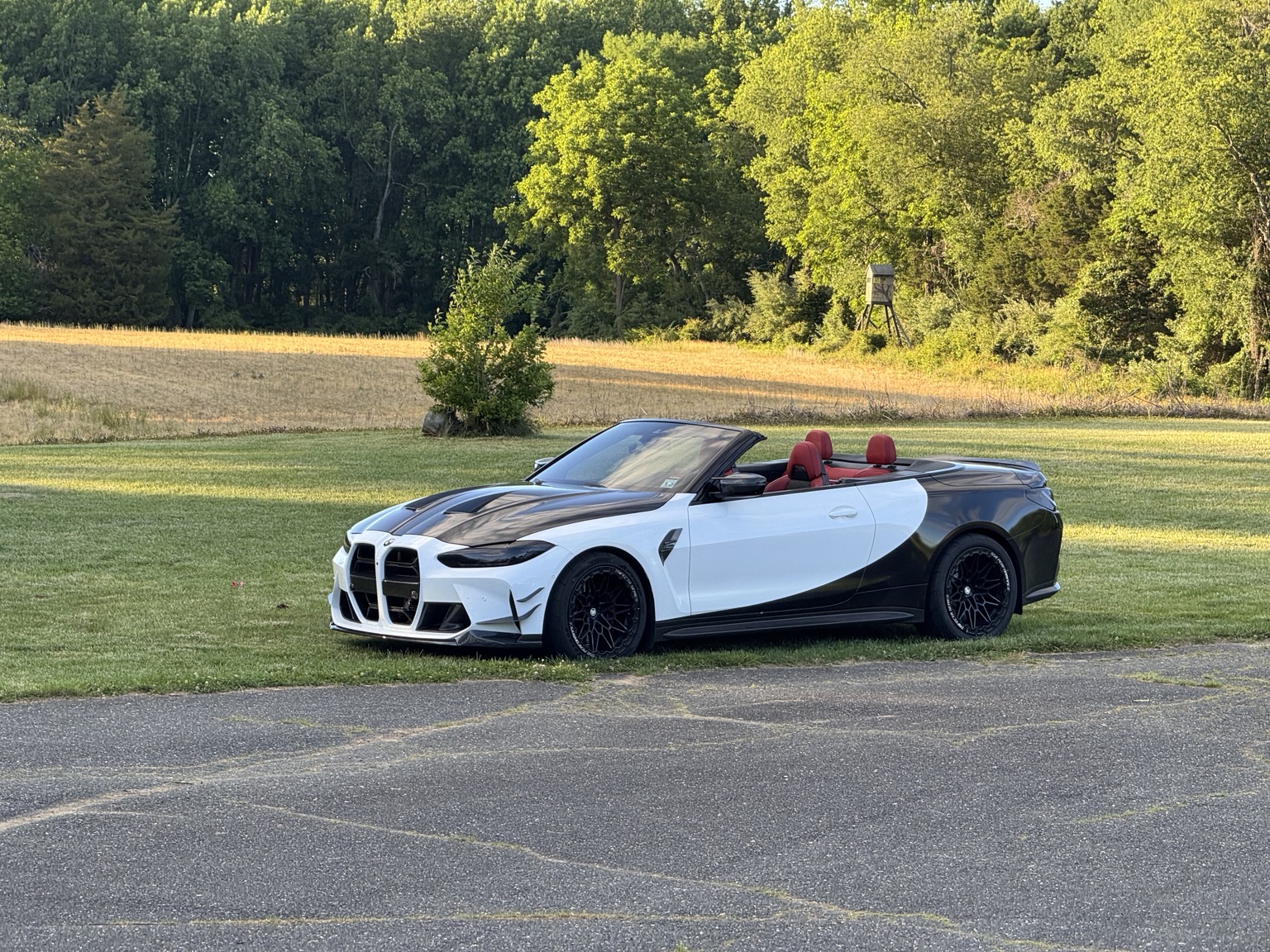 BMW M4 Competition convertible on private farm